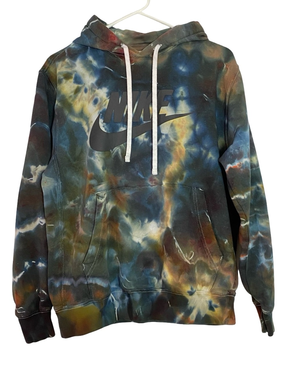 Nike Custom Tie Dye Hoodie Sweatshirt Pullover Mens Unisex Size Small OOAK Brown